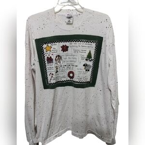 (1424) Vintage Ugly Christmas Splatter Long Sleeve T-shirt Size XXL